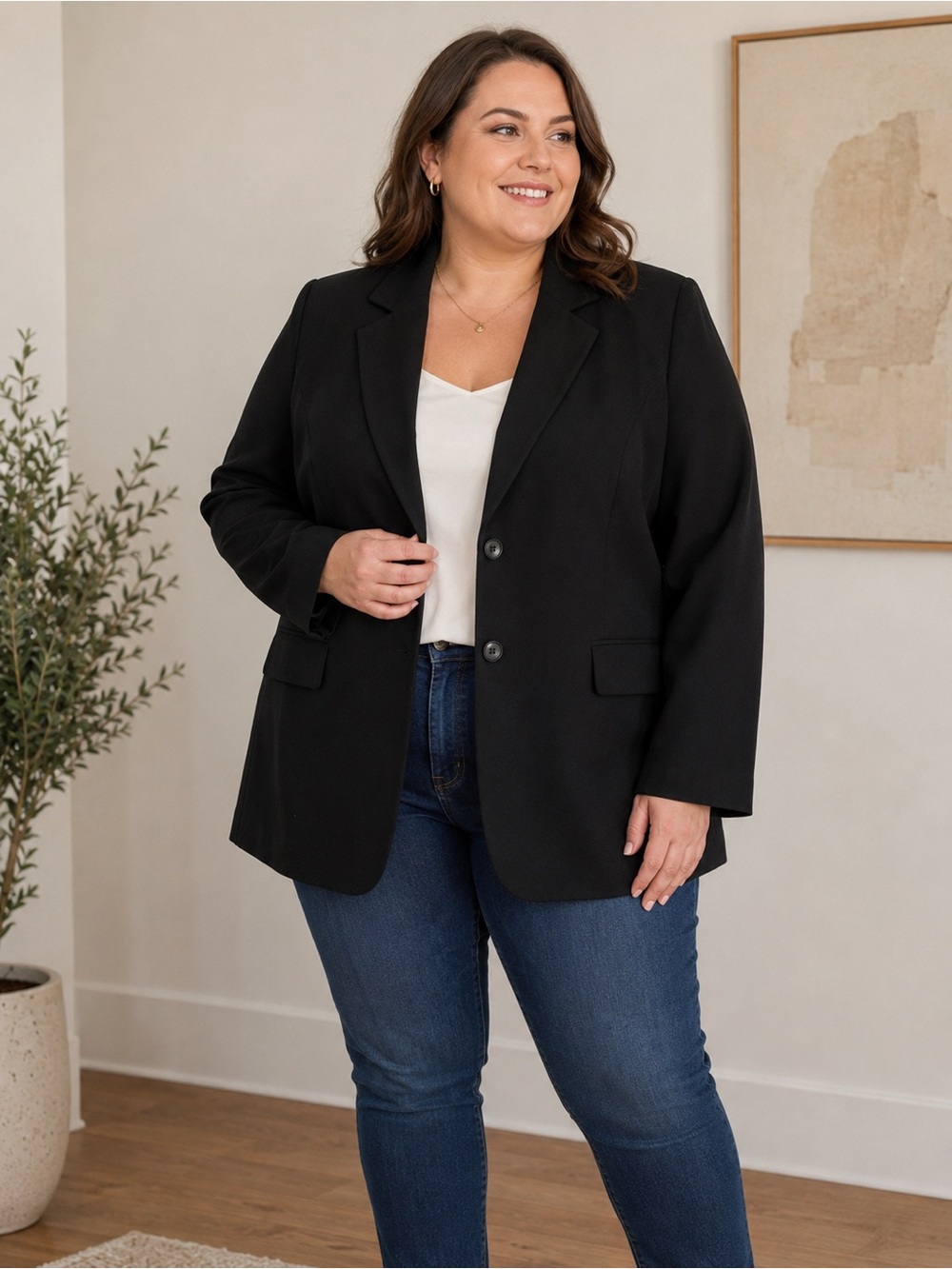 Classic Black Women's Blazer - Tailored Two-Button Jacket